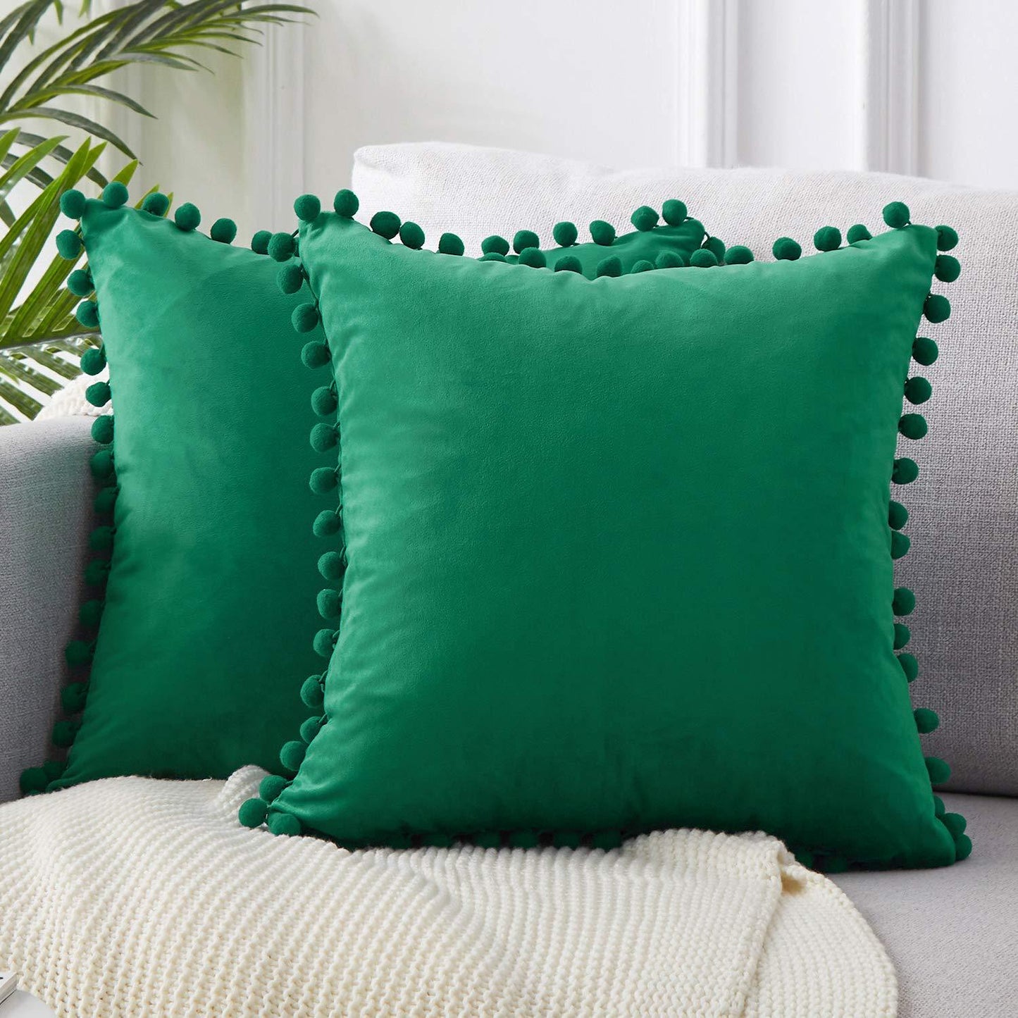 Dekorative Kissenbezüge aus Baumwolle 40x40 cm mit Pompon-Design – Weiche Kissenhüllen für Wohnzimmer und Schlafzimmer