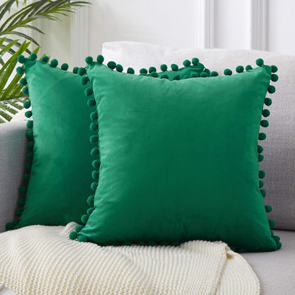 Dekorative Kissenbezüge aus Baumwolle 40x40 cm mit Pompon-Design – Weiche Kissenhüllen für Wohnzimmer und Schlafzimmer