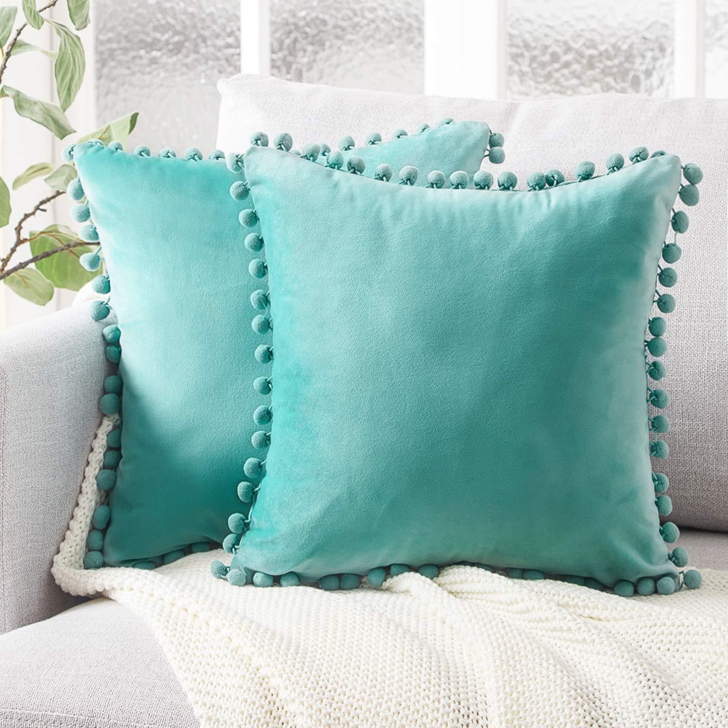 Dekorative Kissenbezüge aus Baumwolle 40x40 cm mit Pompon-Design – Weiche Kissenhüllen für Wohnzimmer und Schlafzimmer