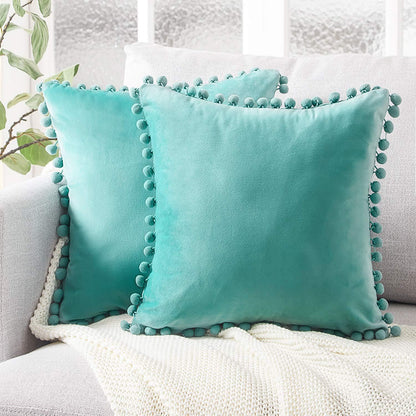 Dekorative Kissenbezüge aus Baumwolle 40x40 cm mit Pompon-Design – Weiche Kissenhüllen für Wohnzimmer und Schlafzimmer