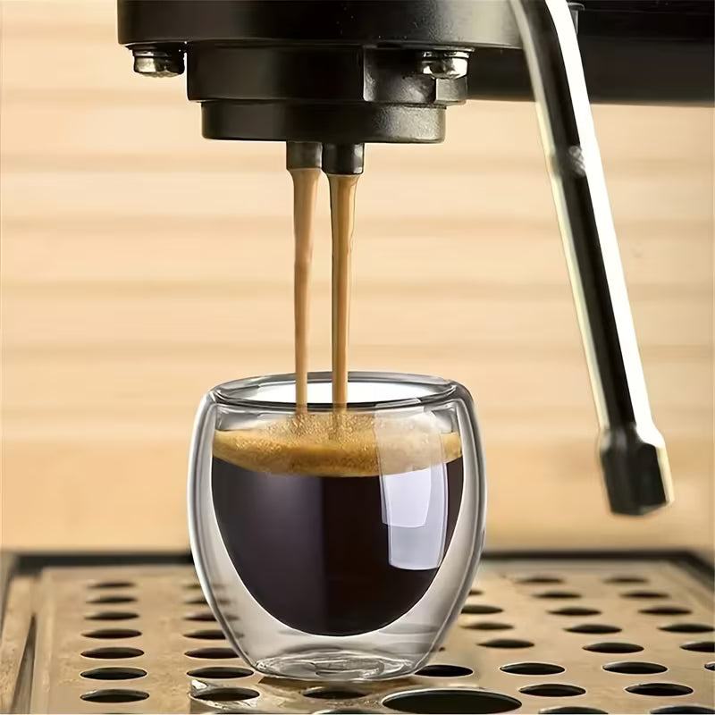 Doppelt-Wandige Espressotasse aus Borosilikatglas – 80 ml, Hitzebeständig, Transparent, Ideal für Espresso und Cappuccino