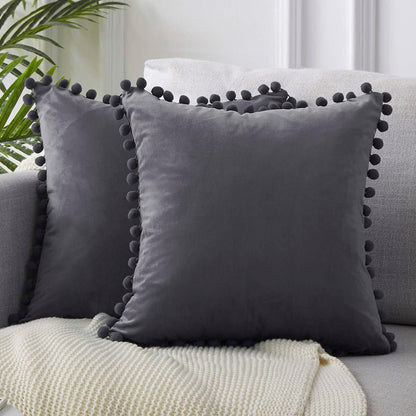 Dekorative Kissenbezüge aus Baumwolle 40x40 cm mit Pompon-Design – Weiche Kissenhüllen für Wohnzimmer und Schlafzimmer