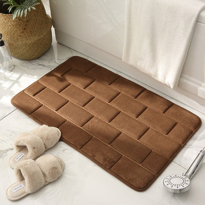 Anti-Rutsch Badezimmermatte mit Ziegelmuster – Schnelltrocknend und Weich, 60x40 cm, Ideal für Dusche und Bad