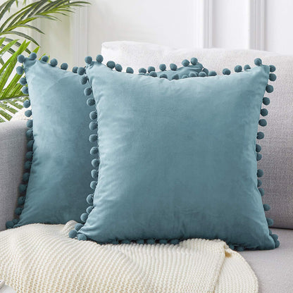 Dekorative Kissenbezüge aus Baumwolle 40x40 cm mit Pompon-Design – Weiche Kissenhüllen für Wohnzimmer und Schlafzimmer