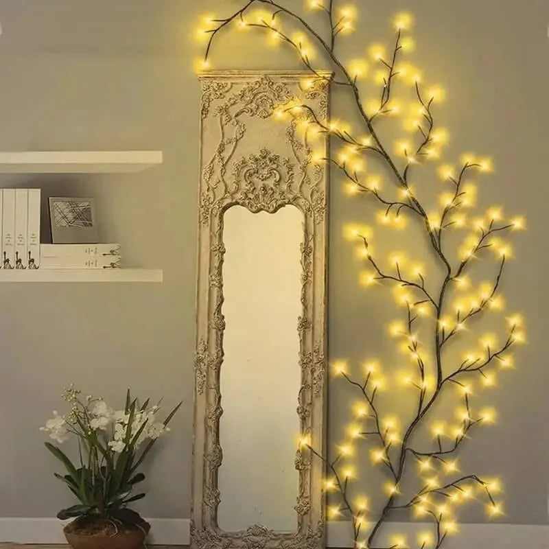LED-Lichterkette Rebenoptik aus Kunststoff 2 Meter | 1020 Warmweiße LEDs | USB oder Batteriebetrieb Flexibel Formbar