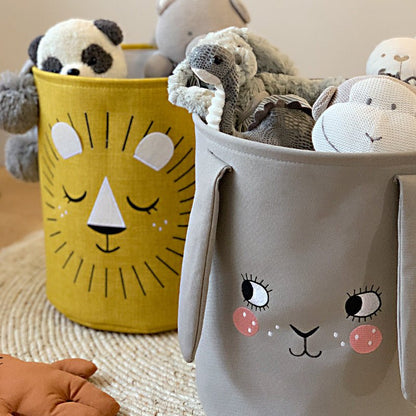 Multifunktionale Baumwoll-Aufbewahrungskörbe mit Tierdesign – 35 x 40 cm, Faltbar und Pflegeleicht für Spielzeug und Wäsche