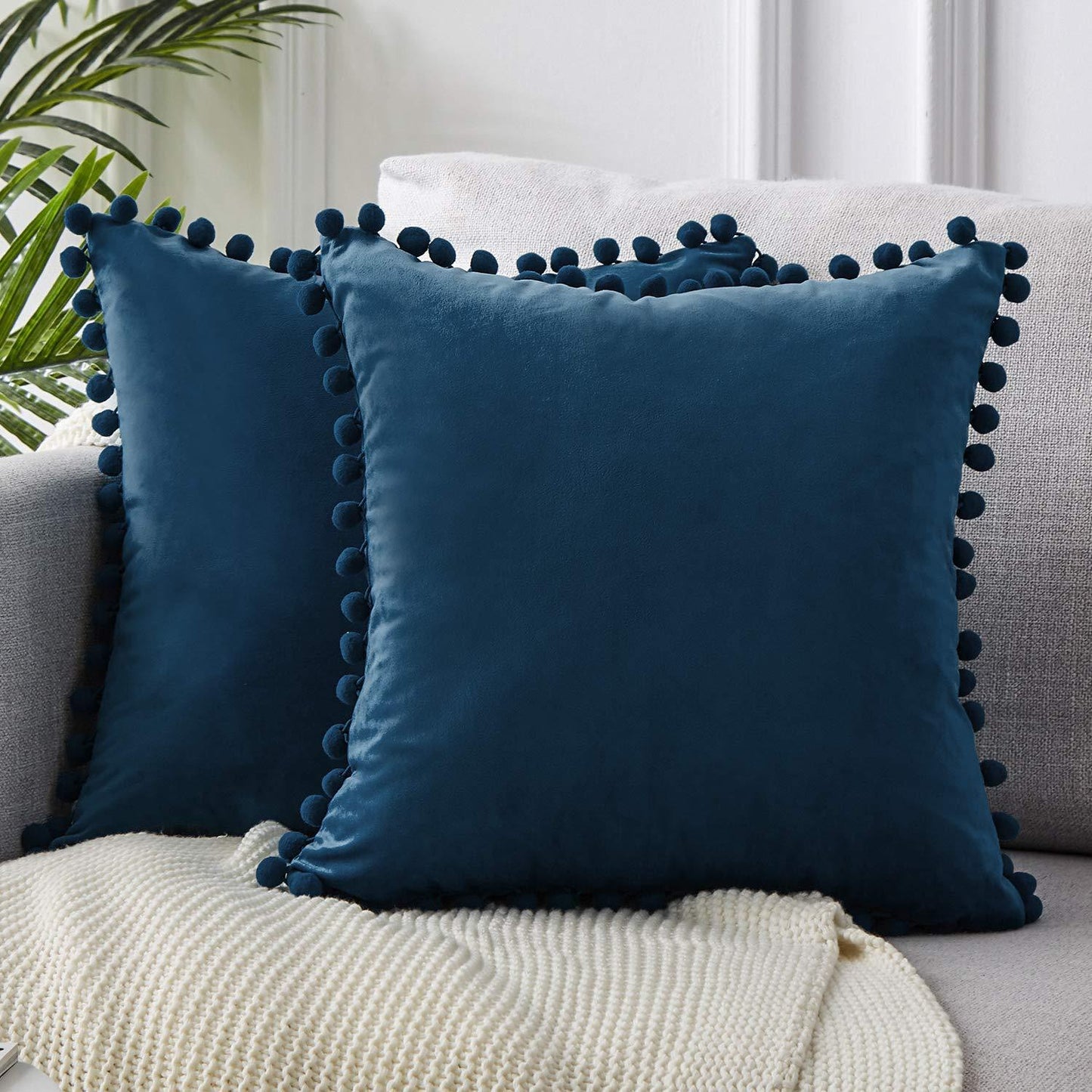 Dekorative Kissenbezüge aus Baumwolle 40x40 cm mit Pompon-Design – Weiche Kissenhüllen für Wohnzimmer und Schlafzimmer