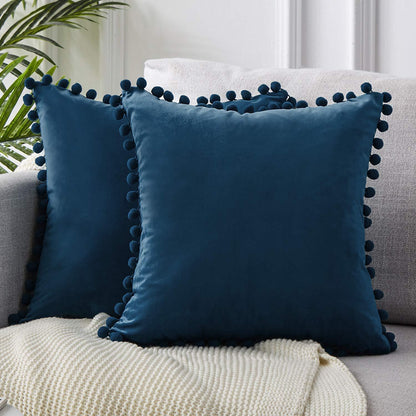Dekorative Kissenbezüge aus Baumwolle 40x40 cm mit Pompon-Design – Weiche Kissenhüllen für Wohnzimmer und Schlafzimmer