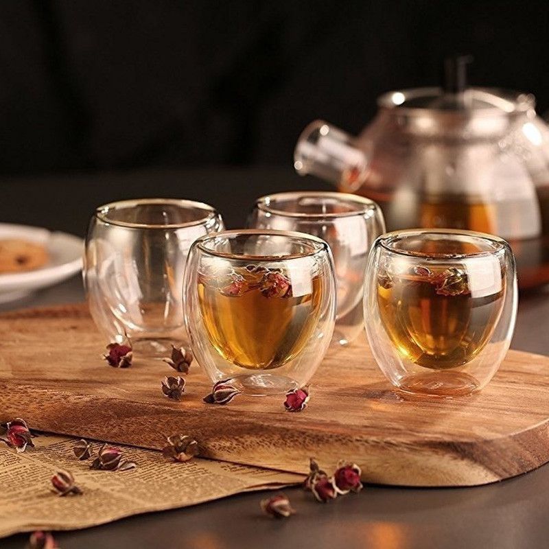 Doppelt-Wandige Espressotasse aus Borosilikatglas – 80 ml, Hitzebeständig, Transparent, Ideal für Espresso und Cappuccino