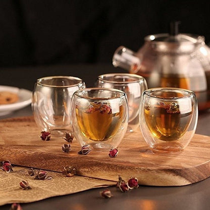 Doppelt-Wandige Espressotasse aus Borosilikatglas – 80 ml, Hitzebeständig, Transparent, Ideal für Espresso und Cappuccino