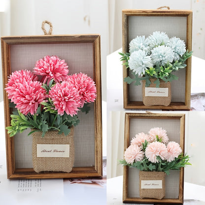 3D Blumen Wanddeko im Holzrahmen – Lebensechte Kunstblumen für Wohnzimmer und stilvolle Wanddekoration