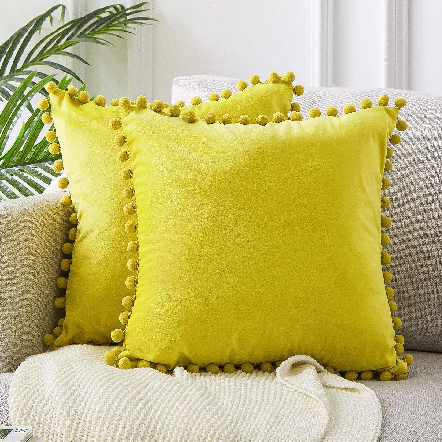 Dekorative Kissenbezüge aus Baumwolle 40x40 cm mit Pompon-Design – Weiche Kissenhüllen für Wohnzimmer und Schlafzimmer