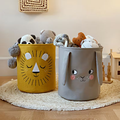 Multifunktionale Baumwoll-Aufbewahrungskörbe mit Tierdesign – 35 x 40 cm, Faltbar und Pflegeleicht für Spielzeug und Wäsche