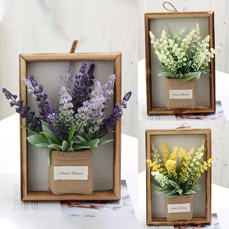 3D Blumen Wanddeko im Holzrahmen – Lebensechte Kunstblumen für Wohnzimmer und stilvolle Wanddekoration