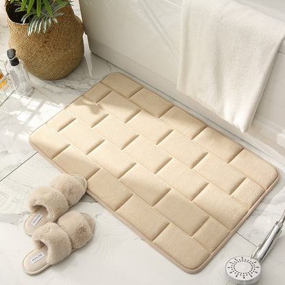 Anti-Rutsch Badezimmermatte mit Ziegelmuster – Schnelltrocknend und Weich, 60x40 cm, Ideal für Dusche und Bad