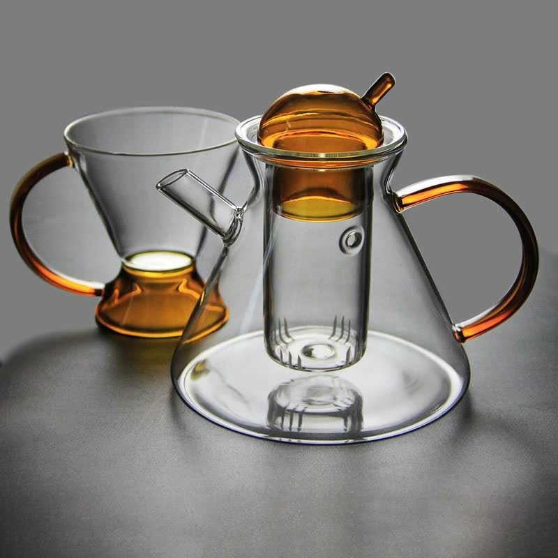Elegante Teekanne aus Borosilikatglas mit ergonomischem Griff und Sieb – Ideal für losen Tee und heiße Getränke, 1 Liter