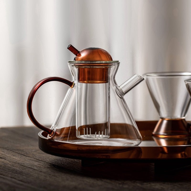 Elegante Teekanne aus Borosilikatglas mit ergonomischem Griff und Sieb – Ideal für losen Tee und heiße Getränke, 1 Liter
