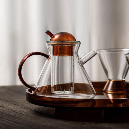 Elegante Teekanne aus Borosilikatglas mit ergonomischem Griff und Sieb – Ideal für losen Tee und heiße Getränke, 1 Liter