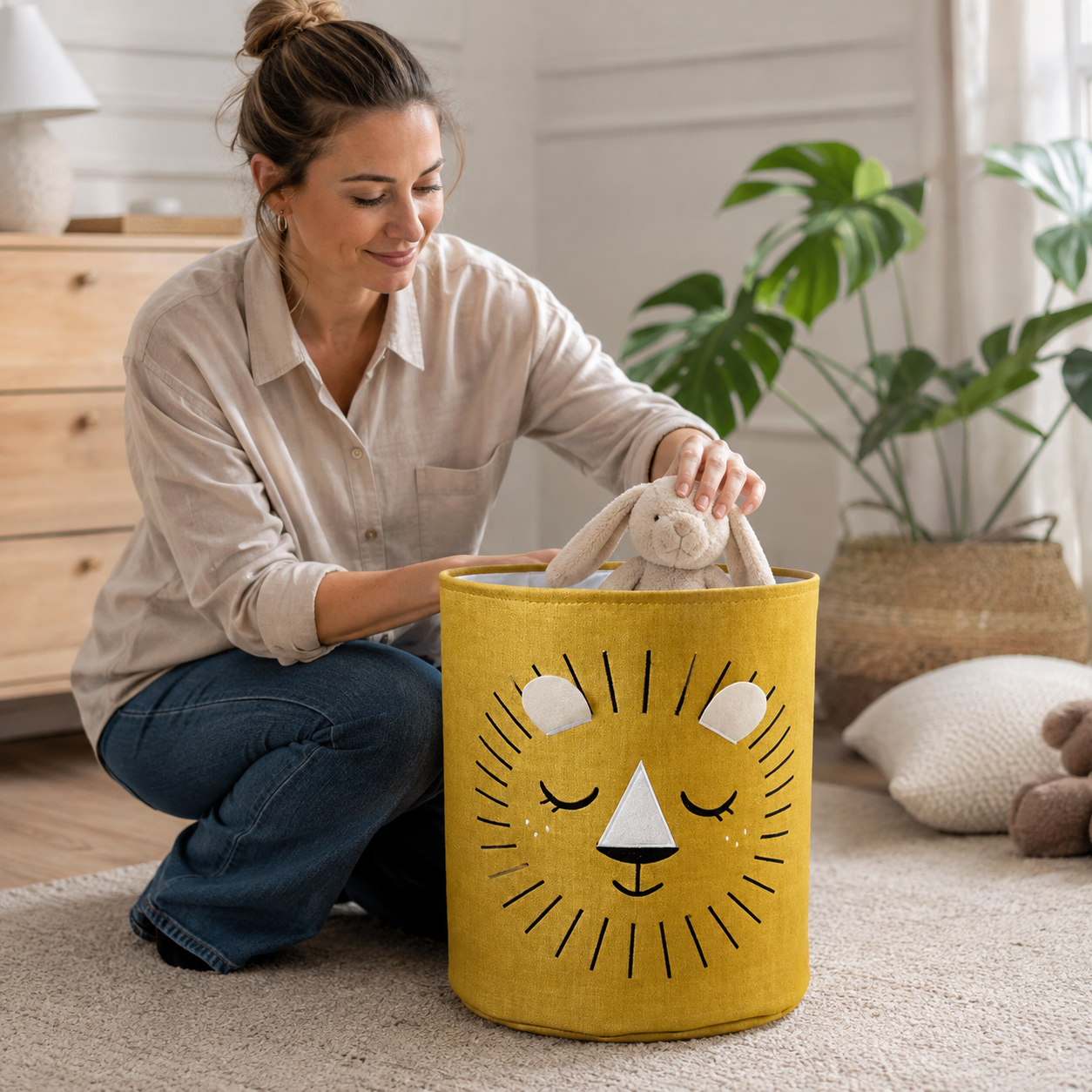 Multifunktionale Baumwoll-Aufbewahrungskörbe mit Tierdesign – 35 x 40 cm, Faltbar und Pflegeleicht für Spielzeug und Wäsche