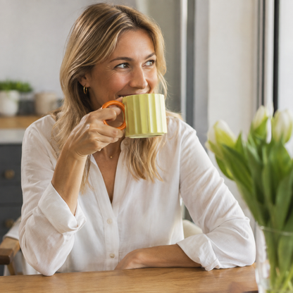 Großer Keramik Kaffeebecher 310 ml mit Ergonomischem Griff – Elegantes Japanisches Design für Kaffee und Tee