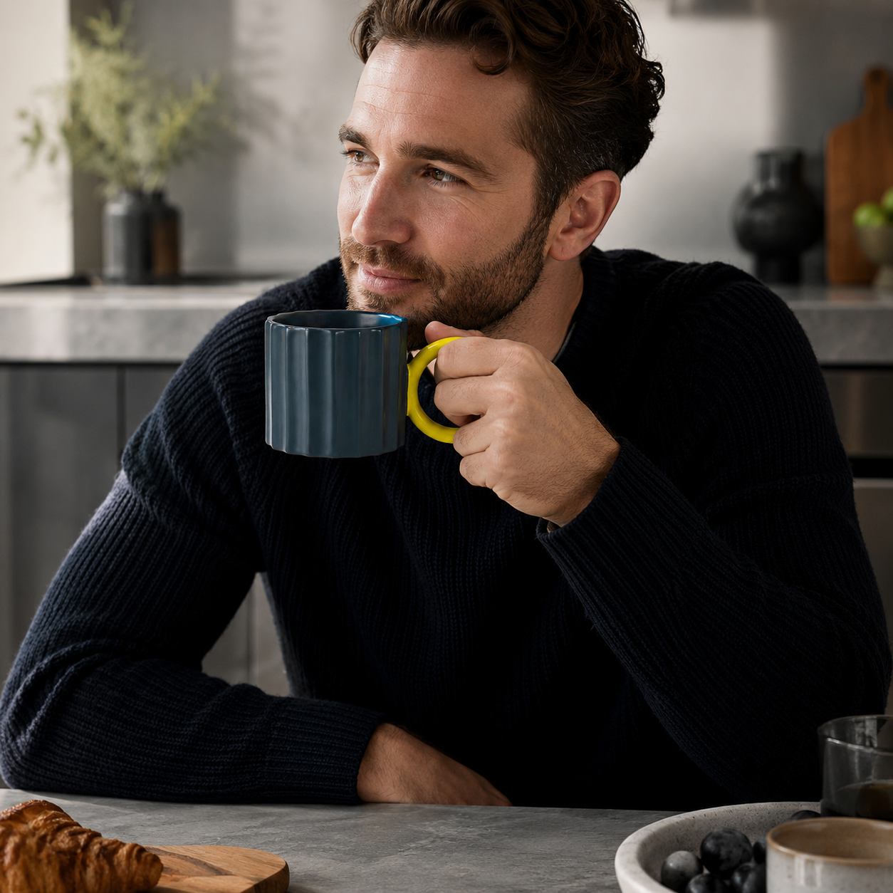 Großer Keramik Kaffeebecher 310 ml mit Ergonomischem Griff – Elegantes Japanisches Design für Kaffee und Tee