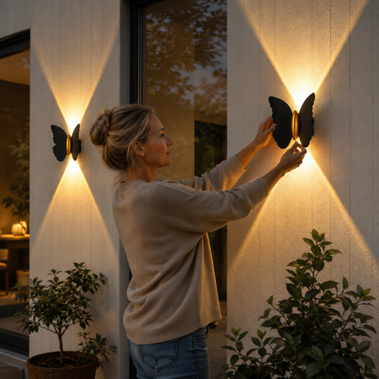 LED Wandlampe Wetterfest 2er-Set aus Verbundmaterial | Geeignet für Innen und Außen | Energieeffizient und Regenfest