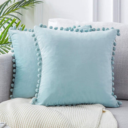 Dekorative Kissenbezüge aus Baumwolle 40x40 cm mit Pompon-Design – Weiche Kissenhüllen für Wohnzimmer und Schlafzimmer