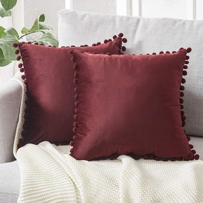 Dekorative Kissenbezüge aus Baumwolle 40x40 cm mit Pompon-Design – Weiche Kissenhüllen für Wohnzimmer und Schlafzimmer