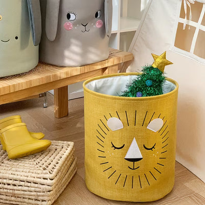 Multifunktionale Baumwoll-Aufbewahrungskörbe mit Tierdesign – 35 x 40 cm, Faltbar und Pflegeleicht für Spielzeug und Wäsche