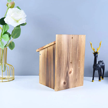 Vogelhaus Minimalistisch aus Naturholz 20 x 20 x 20 cm | Warmbraun Boxform | Für Innen und Außen Ohne Montage Nötig