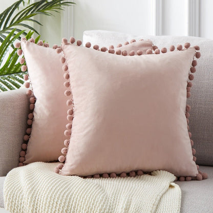 Dekorative Kissenbezüge aus Baumwolle 40x40 cm mit Pompon-Design – Weiche Kissenhüllen für Wohnzimmer und Schlafzimmer