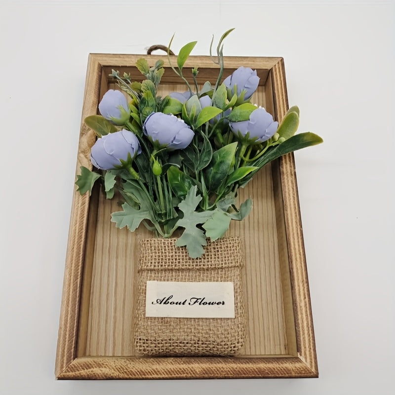 3D Blumen Wanddeko im Holzrahmen – Lebensechte Kunstblumen für Wohnzimmer und stilvolle Wanddekoration