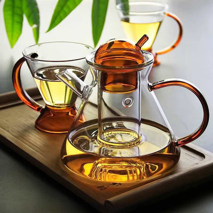 Elegante Teekanne aus Borosilikatglas mit ergonomischem Griff und Sieb – Ideal für losen Tee und heiße Getränke, 1 Liter
