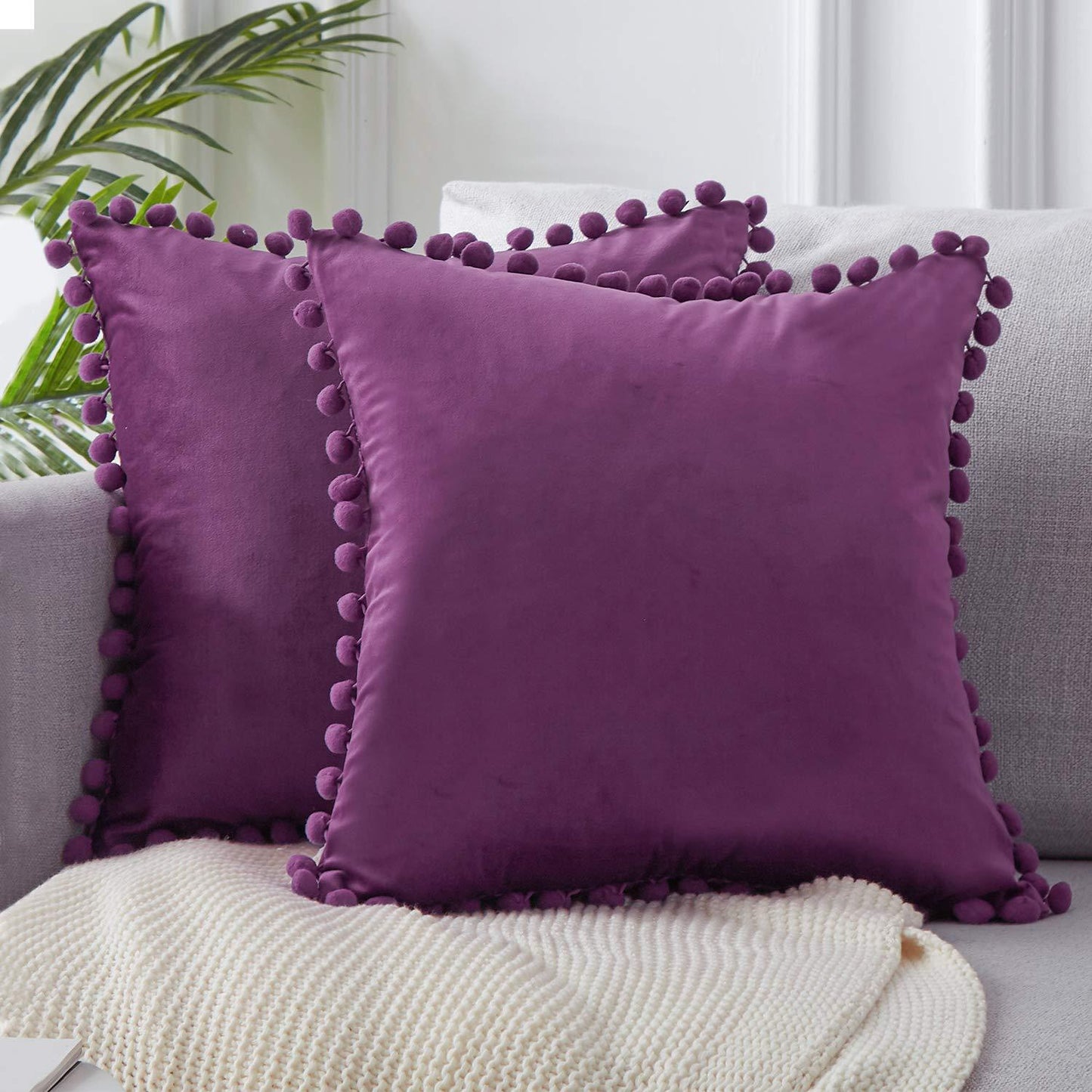 Dekorative Kissenbezüge aus Baumwolle 40x40 cm mit Pompon-Design – Weiche Kissenhüllen für Wohnzimmer und Schlafzimmer