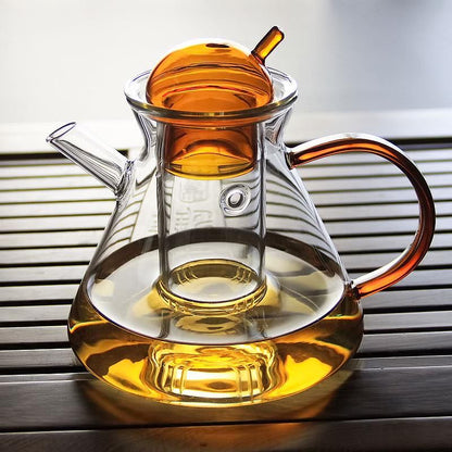 Elegante Teekanne aus Borosilikatglas mit ergonomischem Griff und Sieb – Ideal für losen Tee und heiße Getränke, 1 Liter