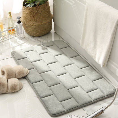 Anti-Rutsch Badezimmermatte mit Ziegelmuster – Schnelltrocknend und Weich, 60x40 cm, Ideal für Dusche und Bad